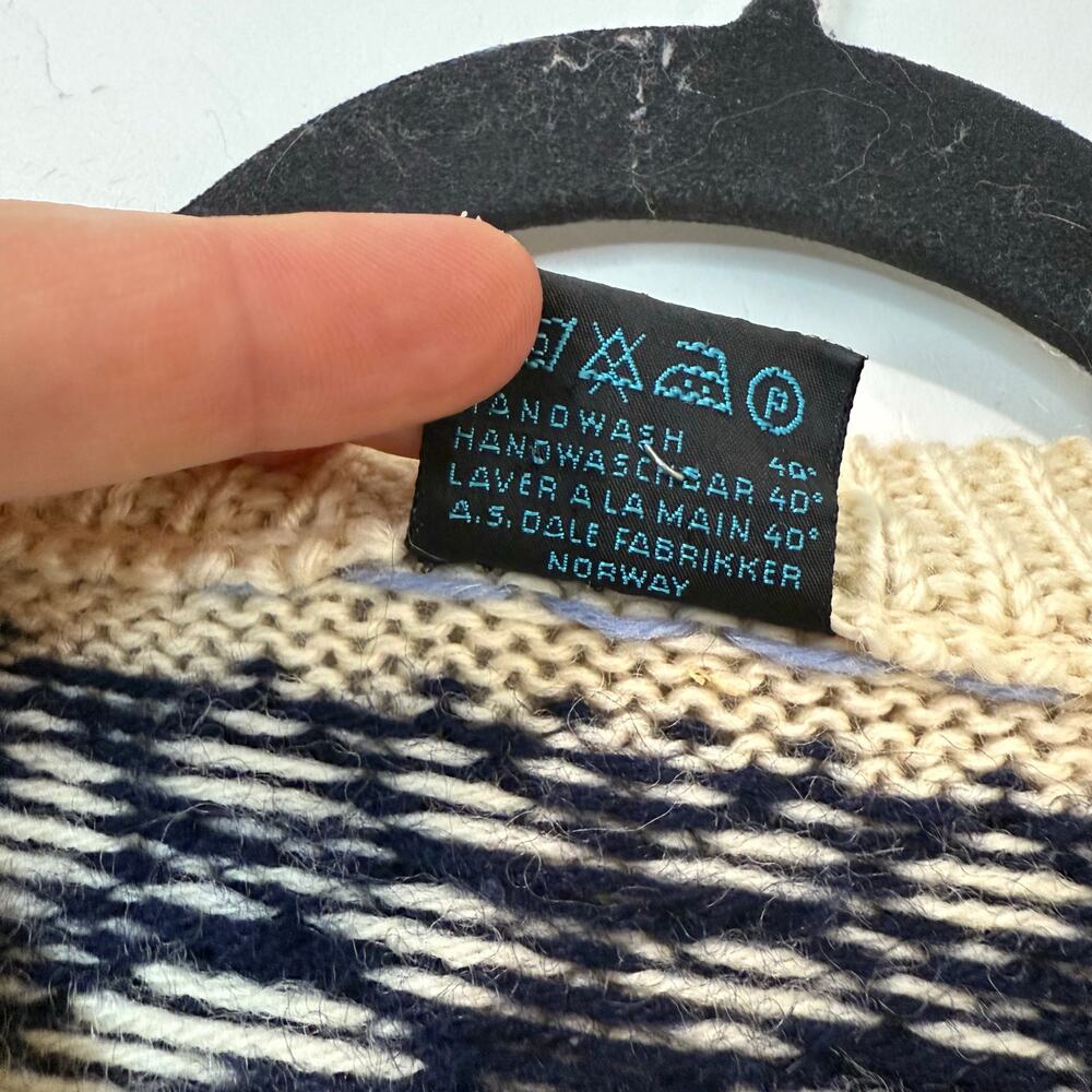 Dale of Norway Vintage Women's Sweater Cardigan Wool‎ Nordic Cream Blue Small - Picture 4 of 9